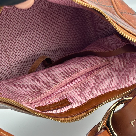 Vintage Dooney & Bourke Shoulder Bag Purse Brown Harrison Leather Croc Embossed - Picture 12 of 16